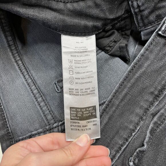 Levi's 711 Skinny Stretch Black Denim Jeans Womens Size 30 Patch Front Design - Picture 7 of 8